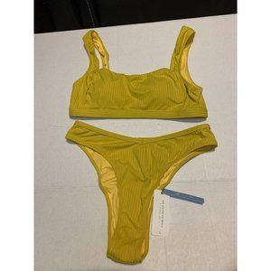 Cupshe Bikini Large Mustard yellow high waist Cheeky NWT